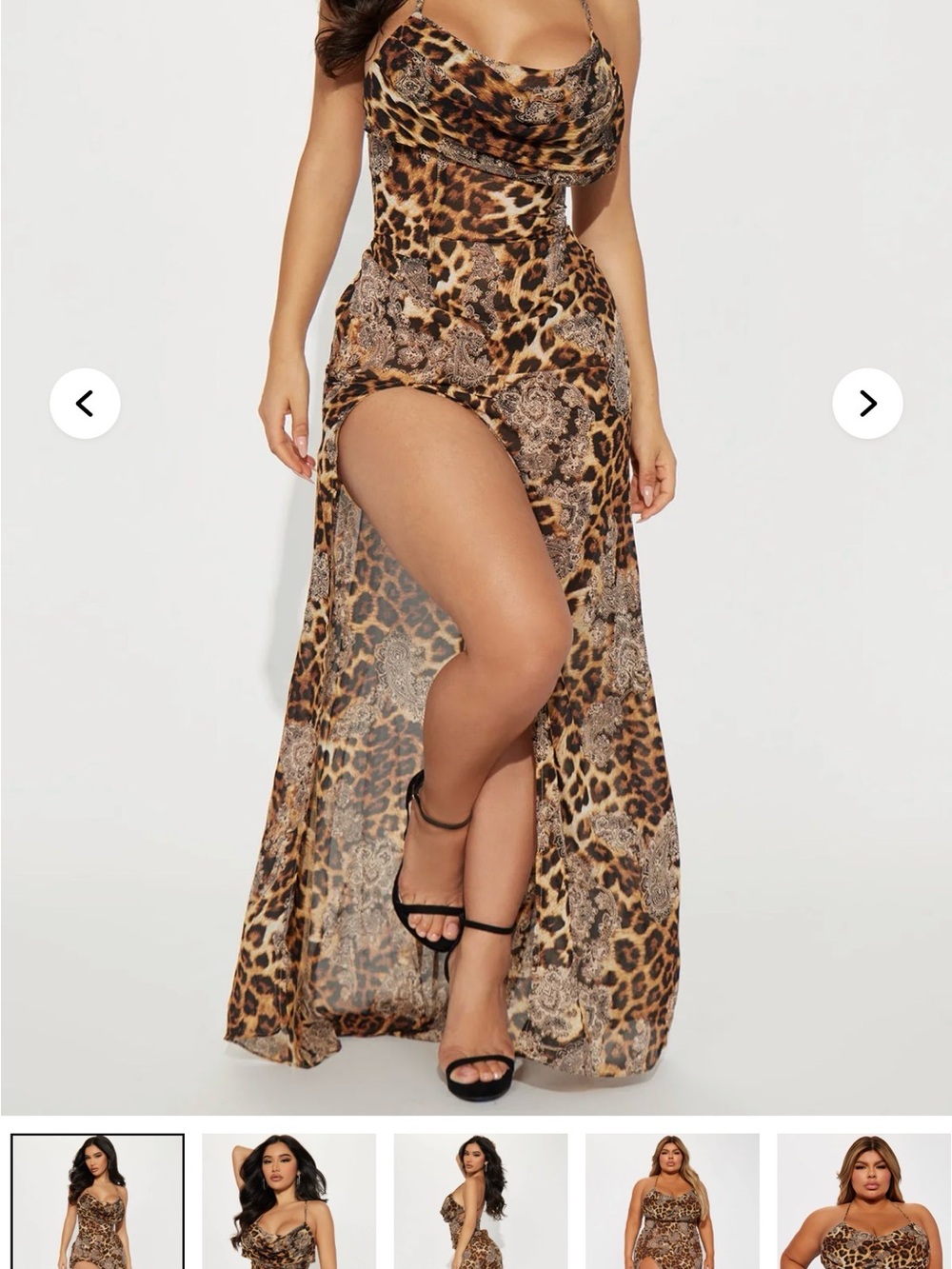 Fashion Nova Leopard-Print Maxi Slip Dress - Brown - Picture 12 of 13